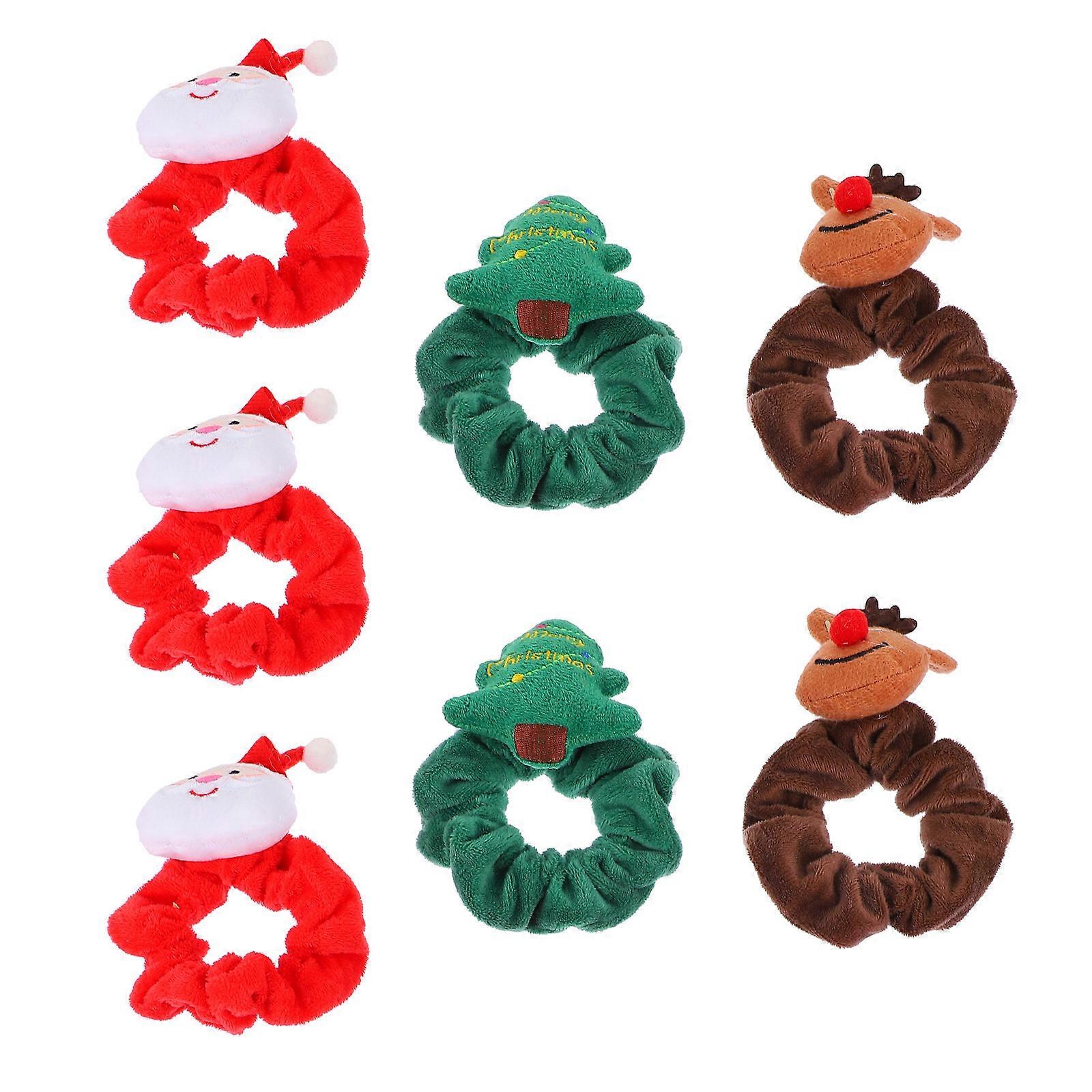 Hair Ties For Women 7Pcs Elastic Christmas Scrunchies Ponytail Holders With Assorted Color Designed For Holiday Style