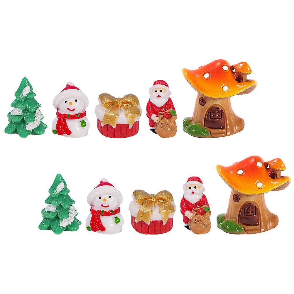 Resin Mini Figurines 10Pcs Snowman Collection For Adults Christmas Party Simple And Generous Style