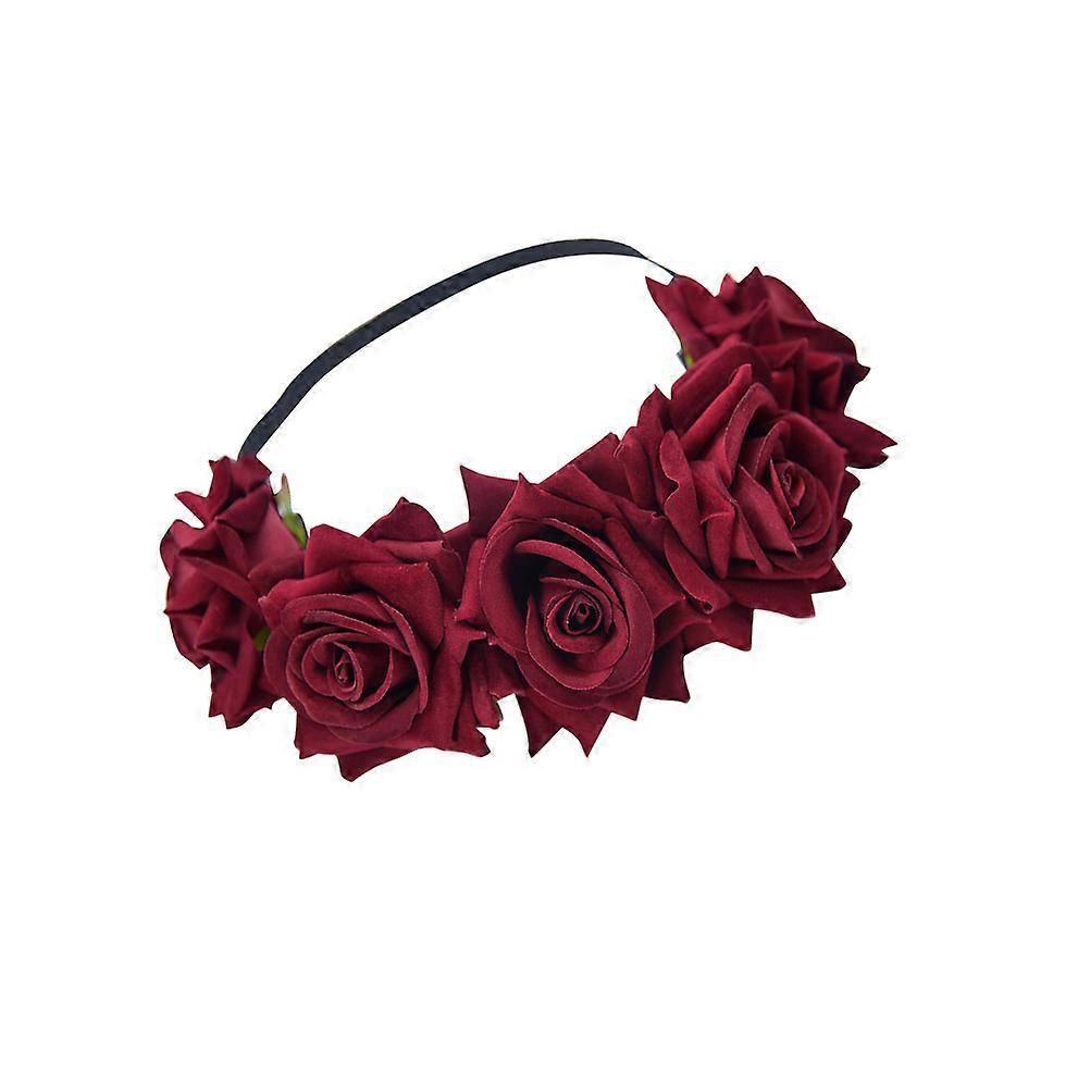 Tyylikäs simuloitu ruusuhiusnauha häihin ja juhliin tummanpunainen kangas mukava ja tyylikäs yksi koko sopii kaikille