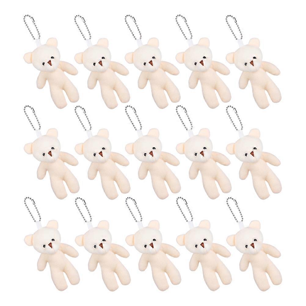 20Pcs Plush Keychain Stuffed Bear Bag Pendant for Everyday Use in Beige Pp Cotton Material
