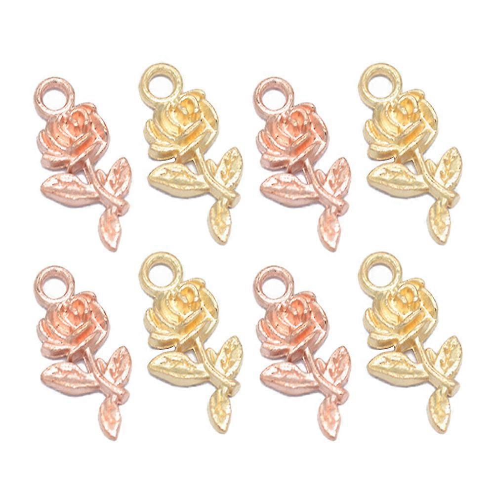 100pcs Rose Shaped Alloy Charms Pendants DIY for Bracelet and Necklace Making Golden and Rose Gold