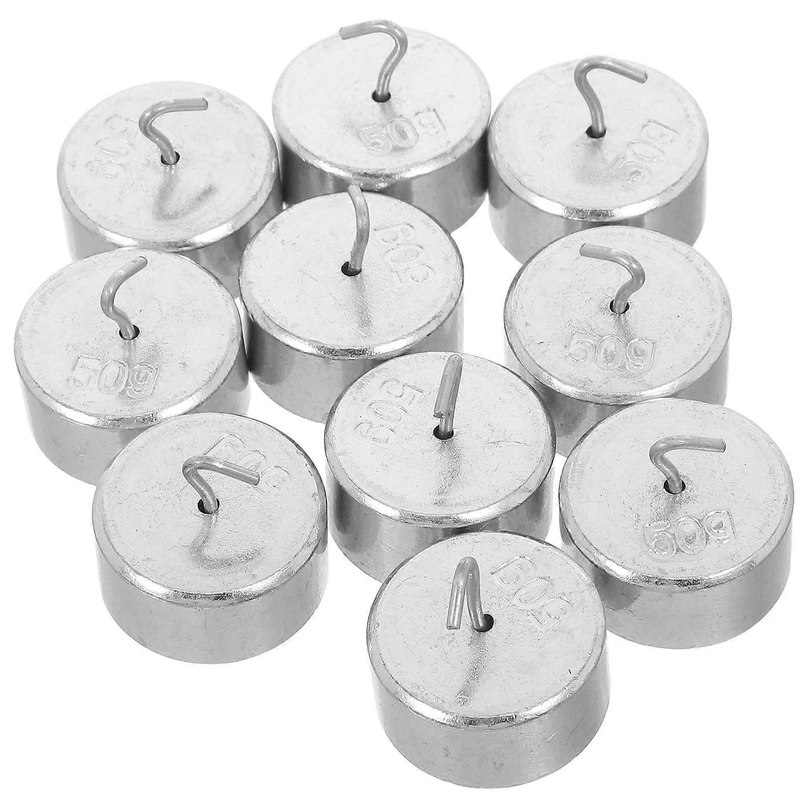 10pcs Metal Calibration Weights Set for Home Use Silver Iron Double Hook 50g Each Accurate Measurement