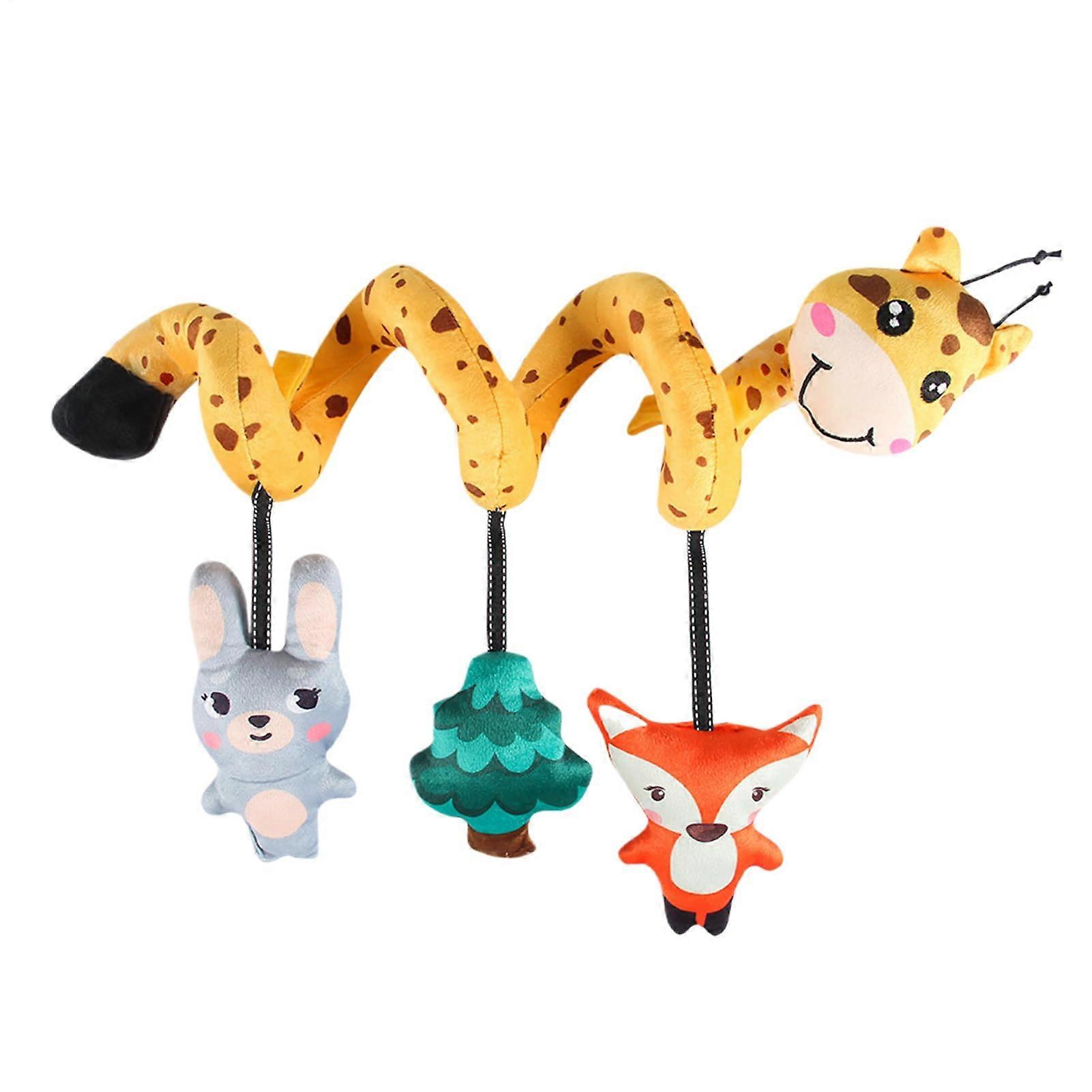 Baby Toy for Stroller, High-Contrast Sensory Plush Toy with Bell, Lightweight Infant Accessory, Early Education Visual Stimulator in Forest Style