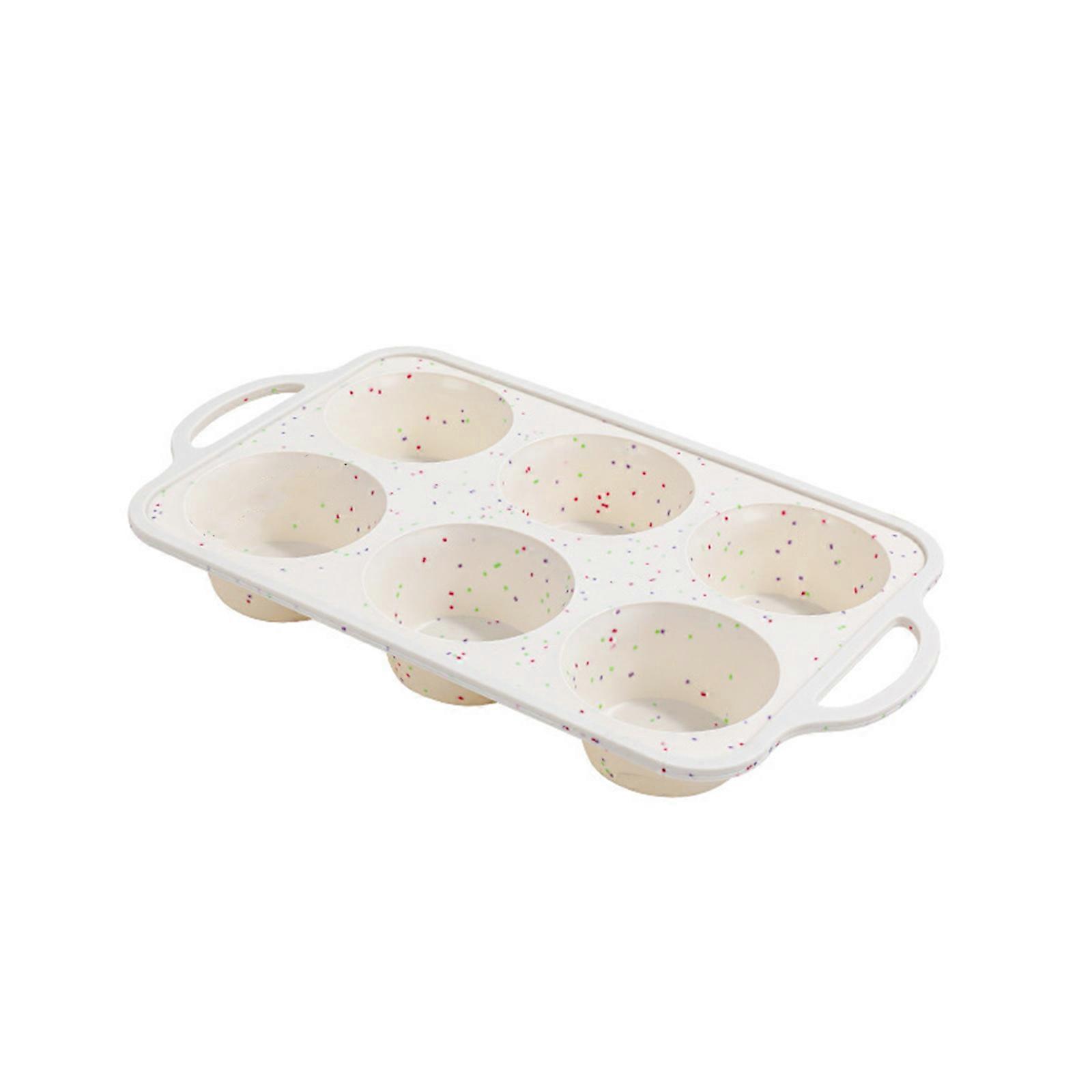 Multipurpose Silicones Cupcake Pan Metal Frame Speckled Design Oven Safe Baking Tray Mold with 6 Cups For Party Dessert Multicolor