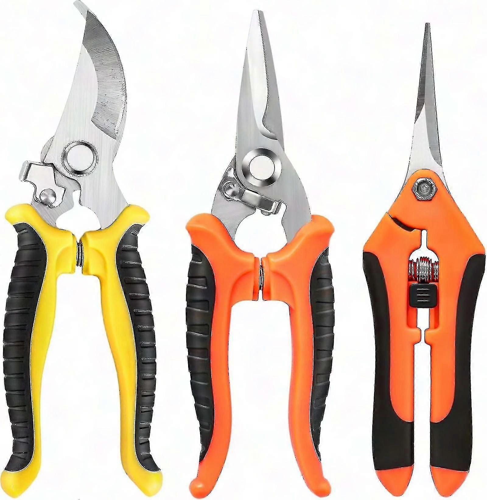 3-pakning hagesaks i rustfritt stål - hagesaks og klipper for planter
