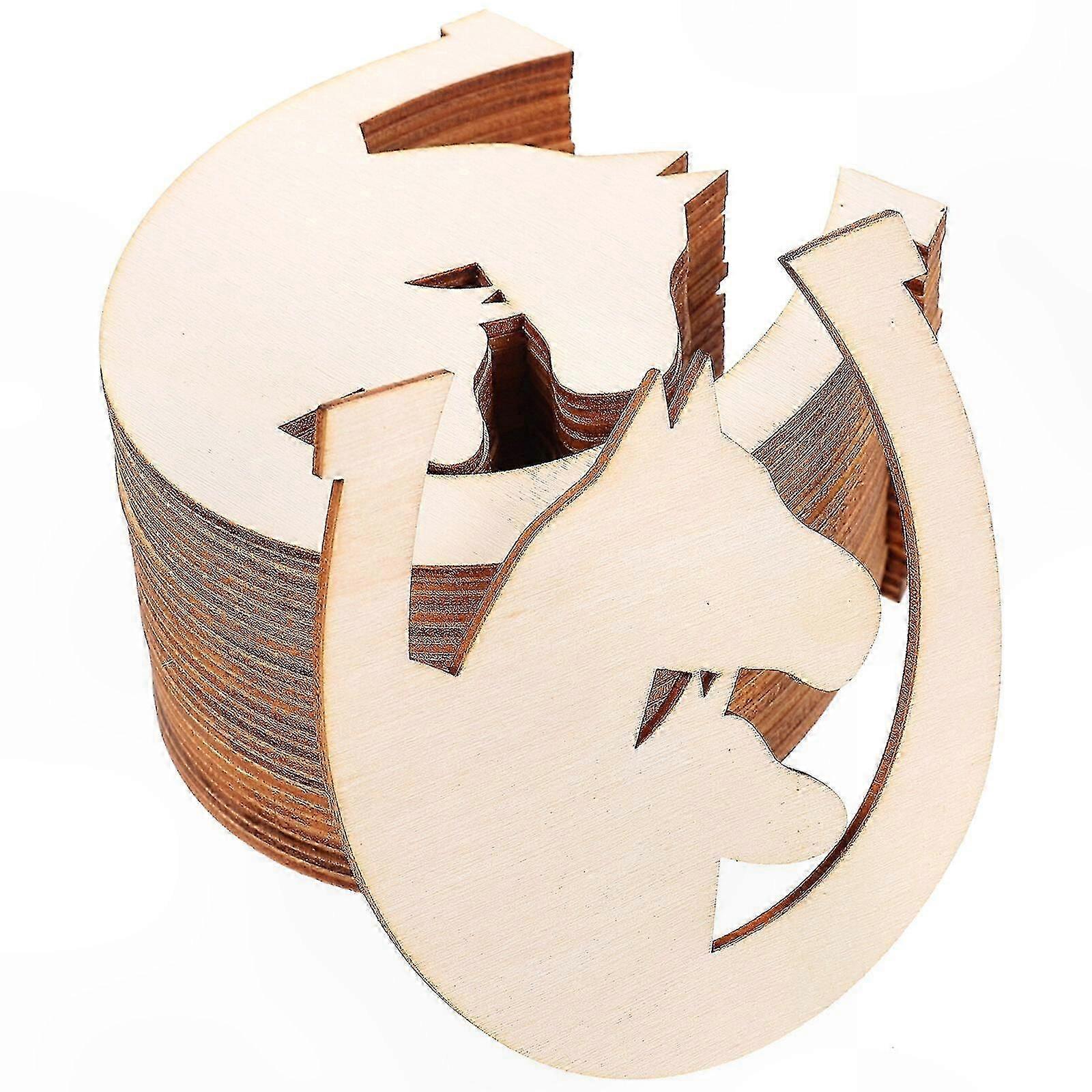 Unfinished Wooden Horseshoe Cutouts, 48 Pieces DIY Craft Slices for Painting Projects