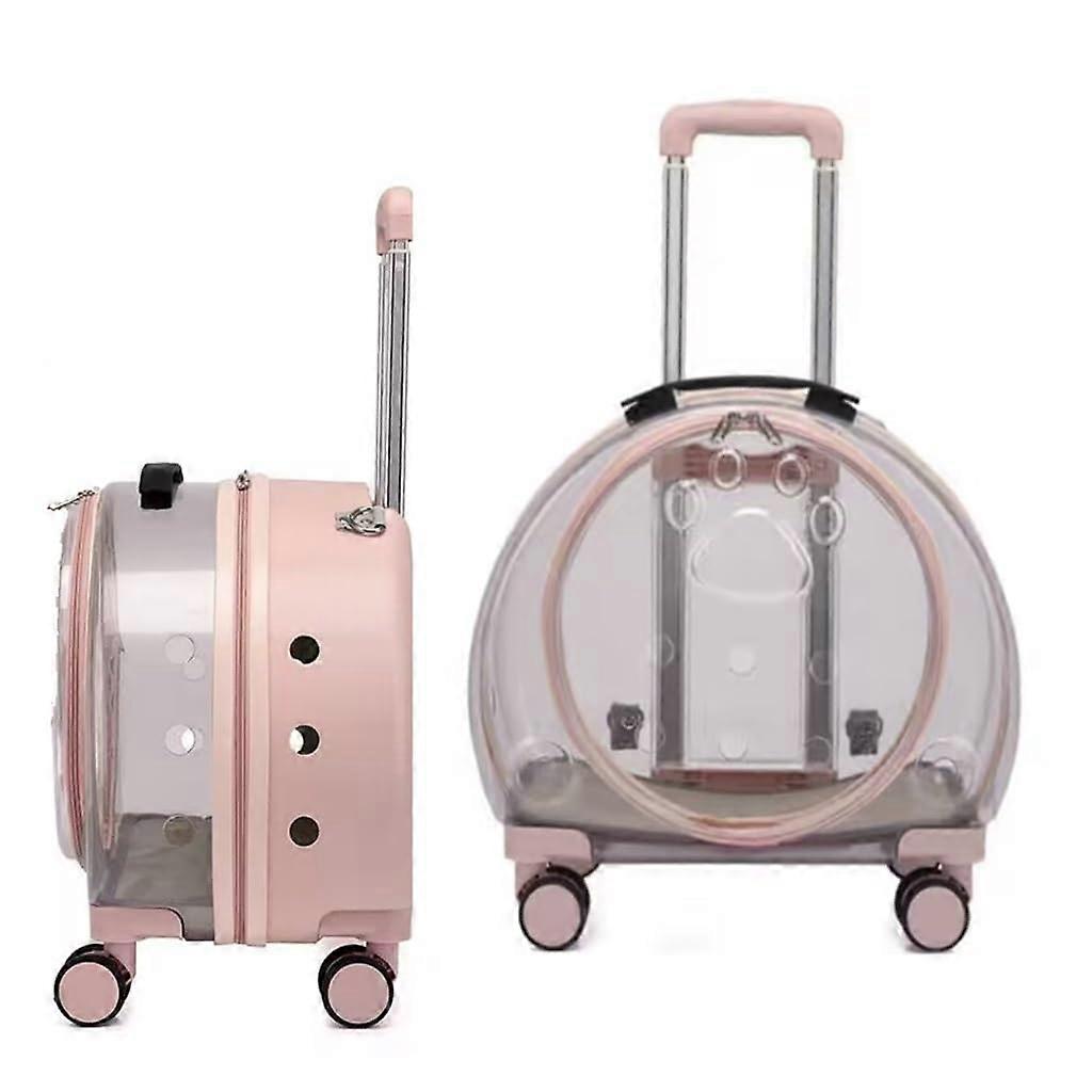 Pet Trolley Case Clear Pet Carrier Backpack with Ventilation Holes Pink