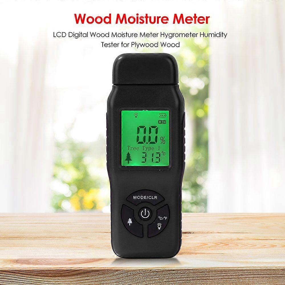 Digital Wood Moisture Meter LCD Display with Backlight Timber Humidity Tester Moisture Content Temperature Detector Wood Types Selectable