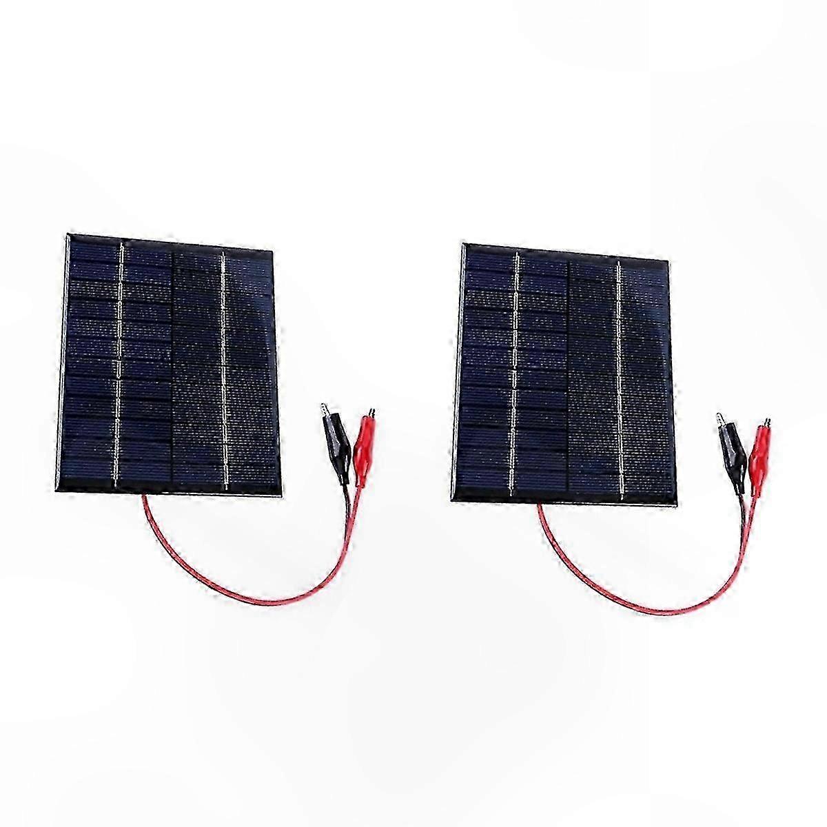 2-Pack 12V 2W Foldable Solar Panel Charger with Clip Wire for Portable Devices