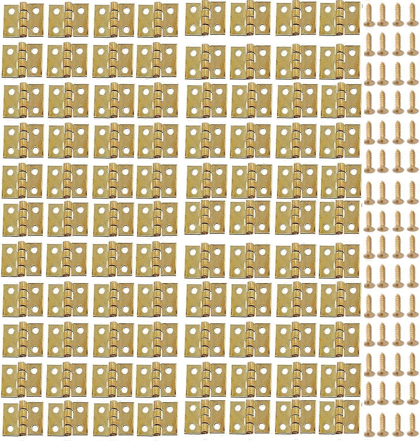 100 Pack Mini Hinges with 400 Pack Replacement Screws Gold Copper Butt Hinge