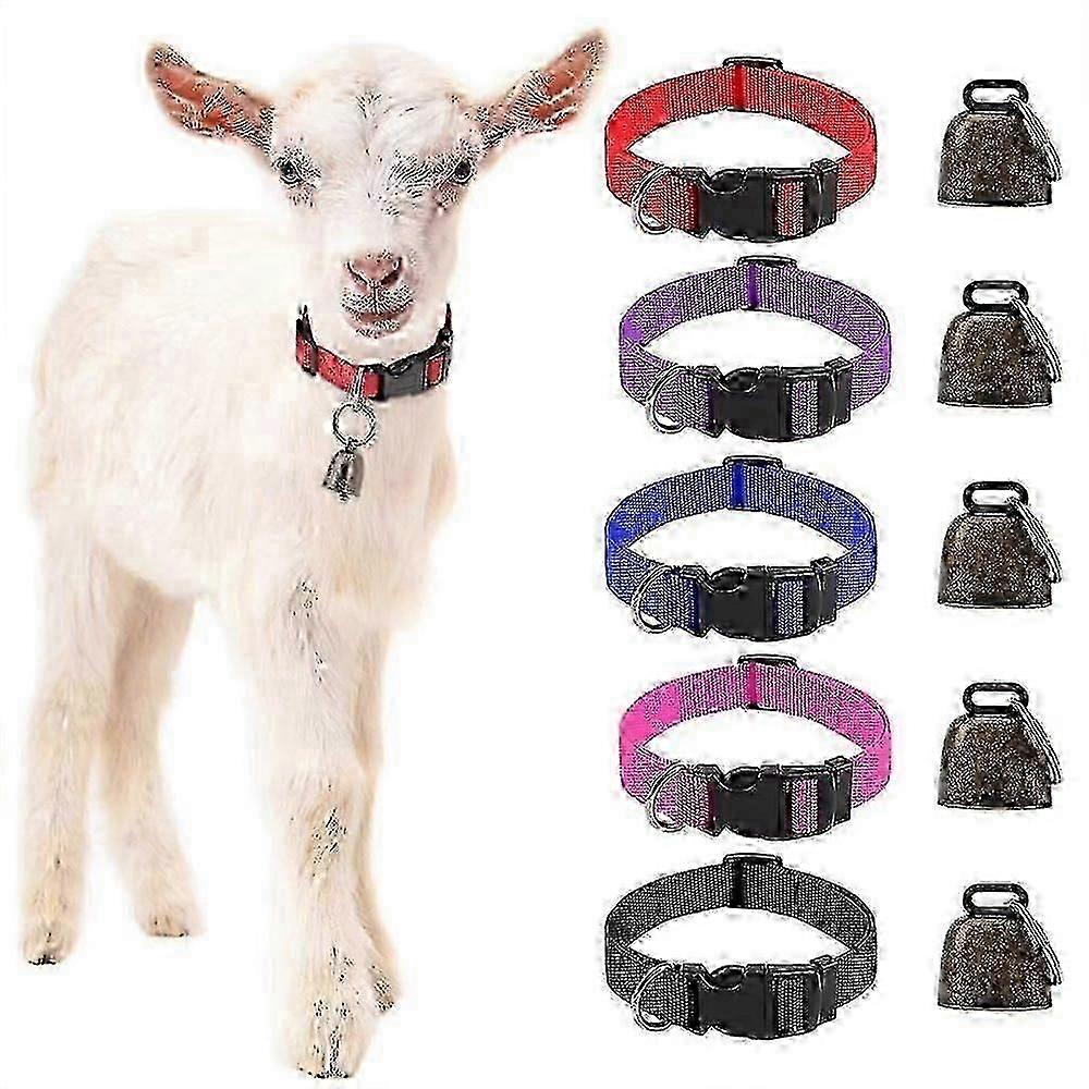 5-Pack Goat Collars with Bells for Small Farm Animals, Sheep & Cattle
