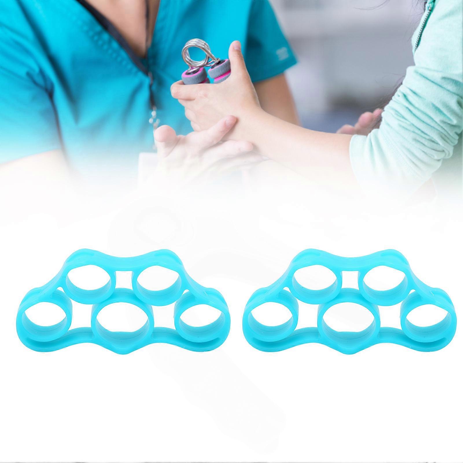 2Pcs Finger Exerciser Soft Silicone Stretcher 8.8LB Lake Blue