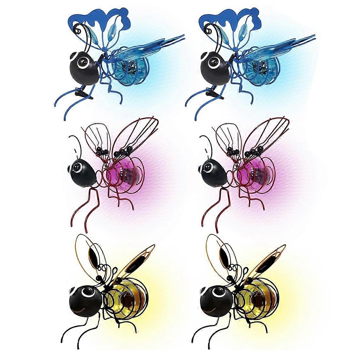 Solar Bee Simulation Lights,Outdoor Hanging LED Bees Garden Decoration Lantern for Outside, Insect Bugs Night Light 6PCS