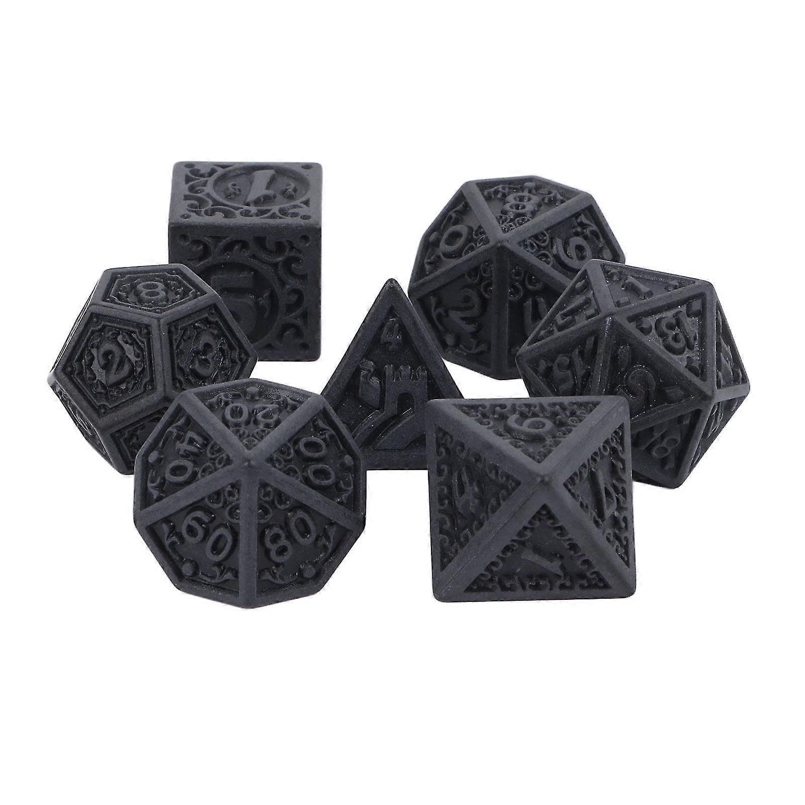 2025 7pcs Polyhedral Dice Set DIY Acrylic Portable Clear Number Pattern Dice Kit for Game Desktop Black