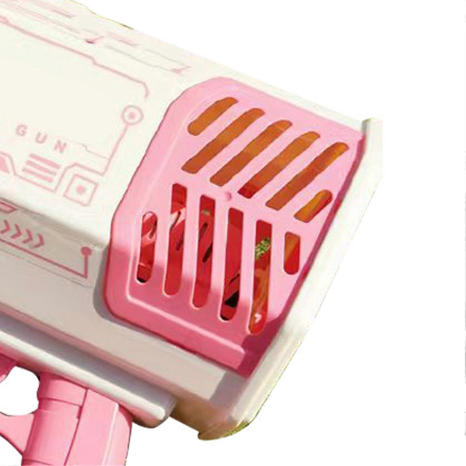 69 Holes Pink Handheld Kids Bubble Maker Toy Portable Lithium