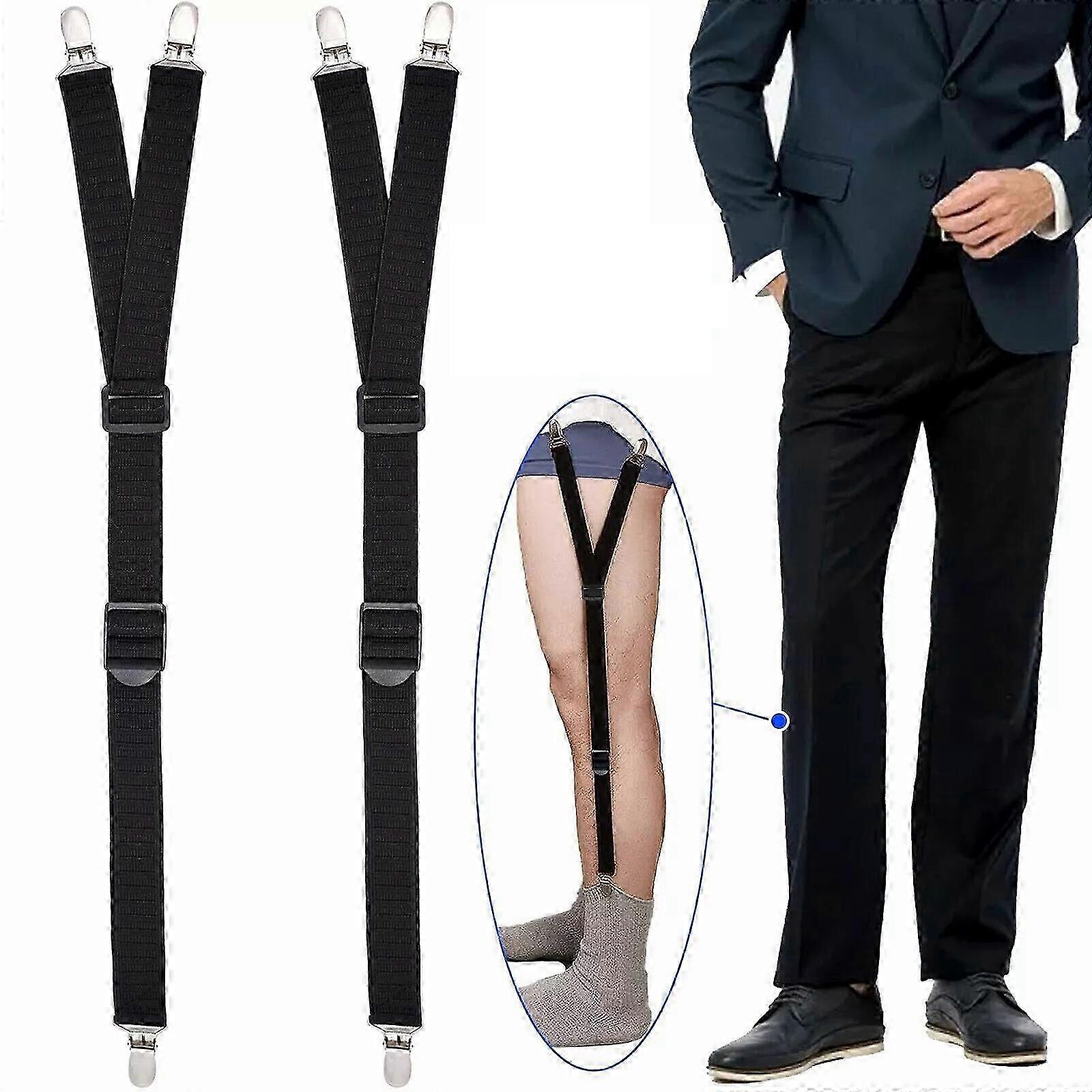 2 Shirt Stays for Men Women Y-Style Adjustable Elastic Garters Holders Non-Slip  cs