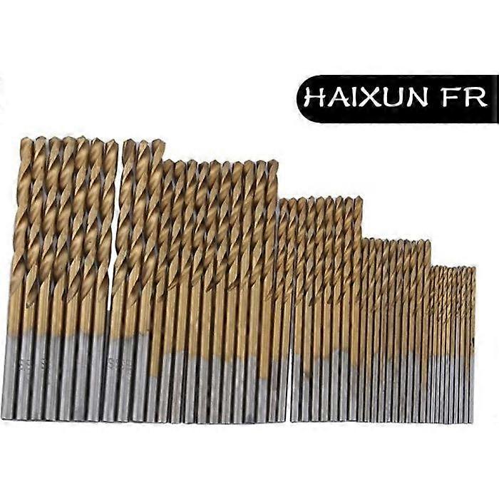 Titanium Coated HSS Drill Bits - 50 Pieces -  1/1.5/2/2.5/3 mm