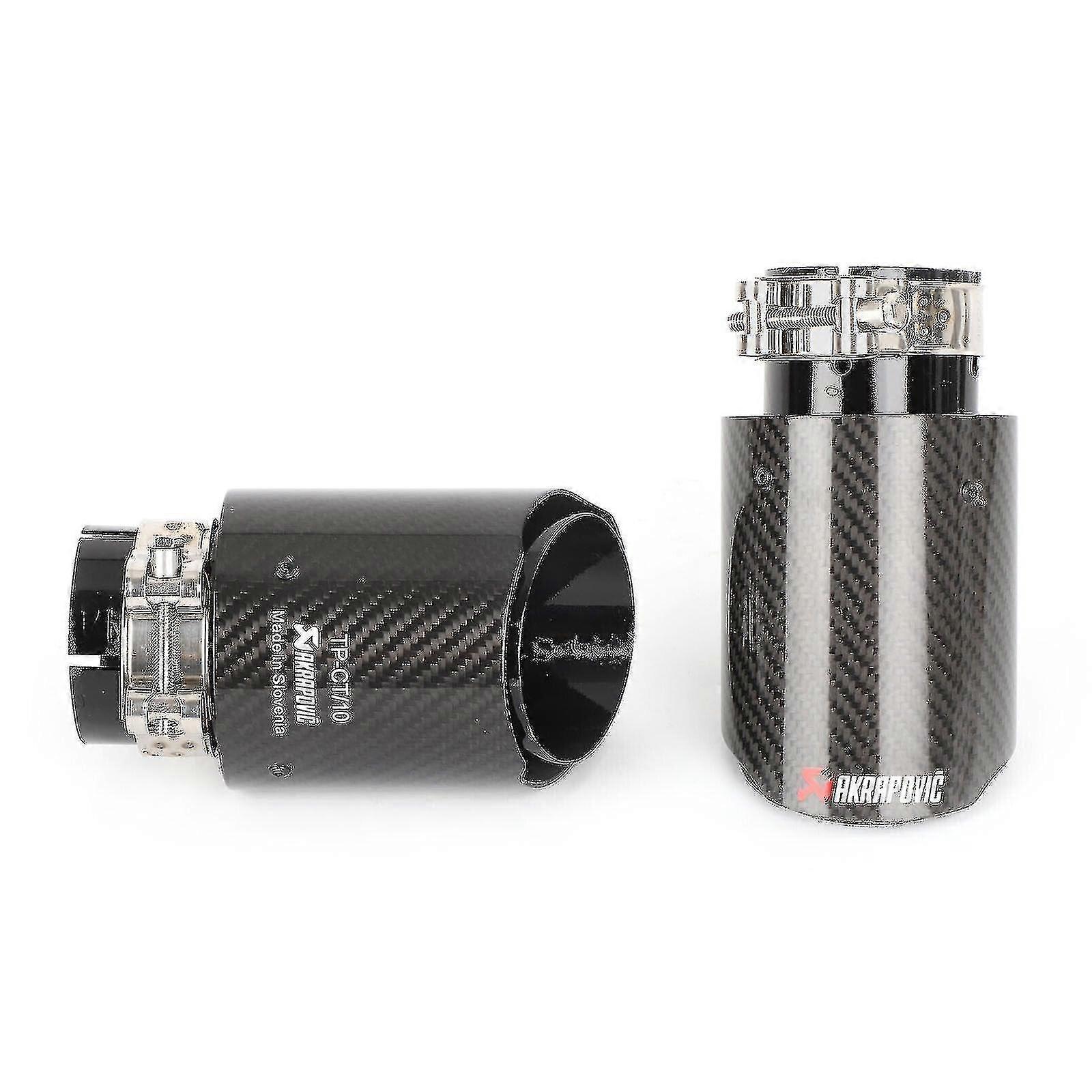 4" Universal Glanz Kohlefaser Auspuff Endrohre Akrapovic Style X2pc