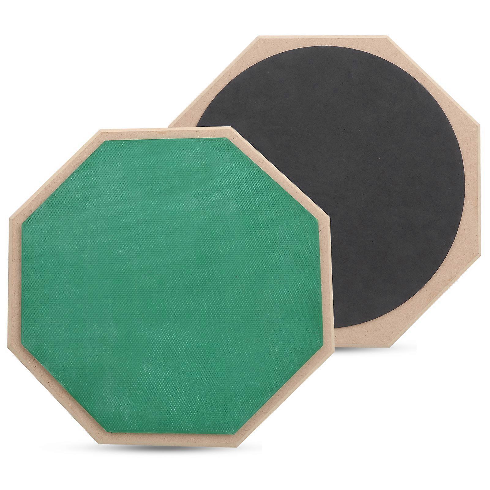 12in Green Portable PVC Wood Drum Pad Practice Drum Training Device