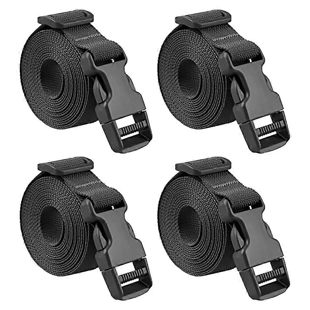 Black Adjustable Luggage Straps with Buckle Design for Fixing Use Made of Durable Nylon 4 Pieces