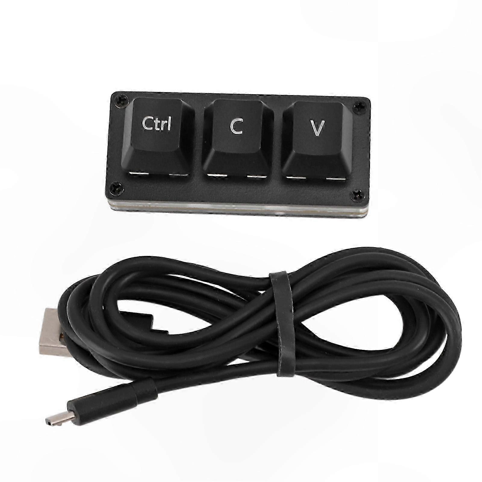 Customizable 3-Key Mini Keypad with RGB Backlight, Hot-Swappable Red Switch, USB Wired, One-Handed Design for Gaming and Productivity