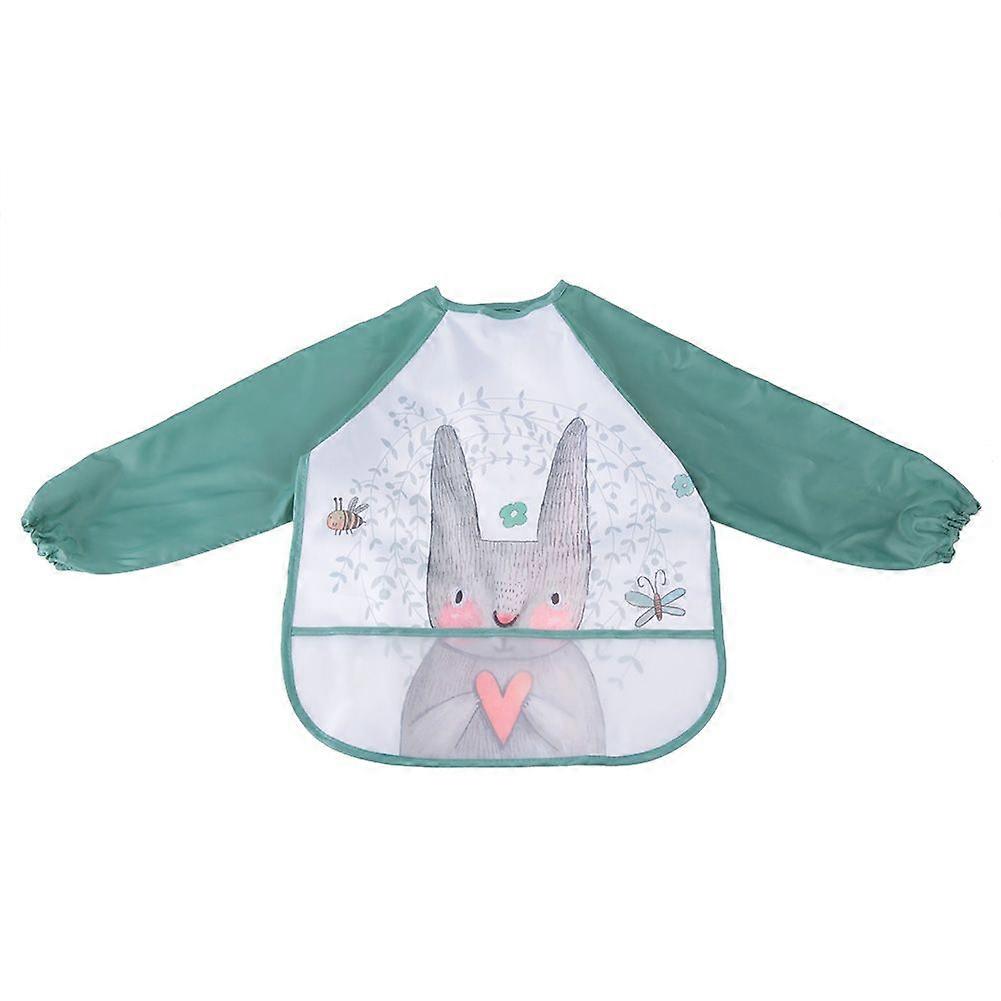 Baby Bibs Printed Cartoon Waterproof Newborn Bib Burp Cloth Feeding Apron (Green Rabbit)
