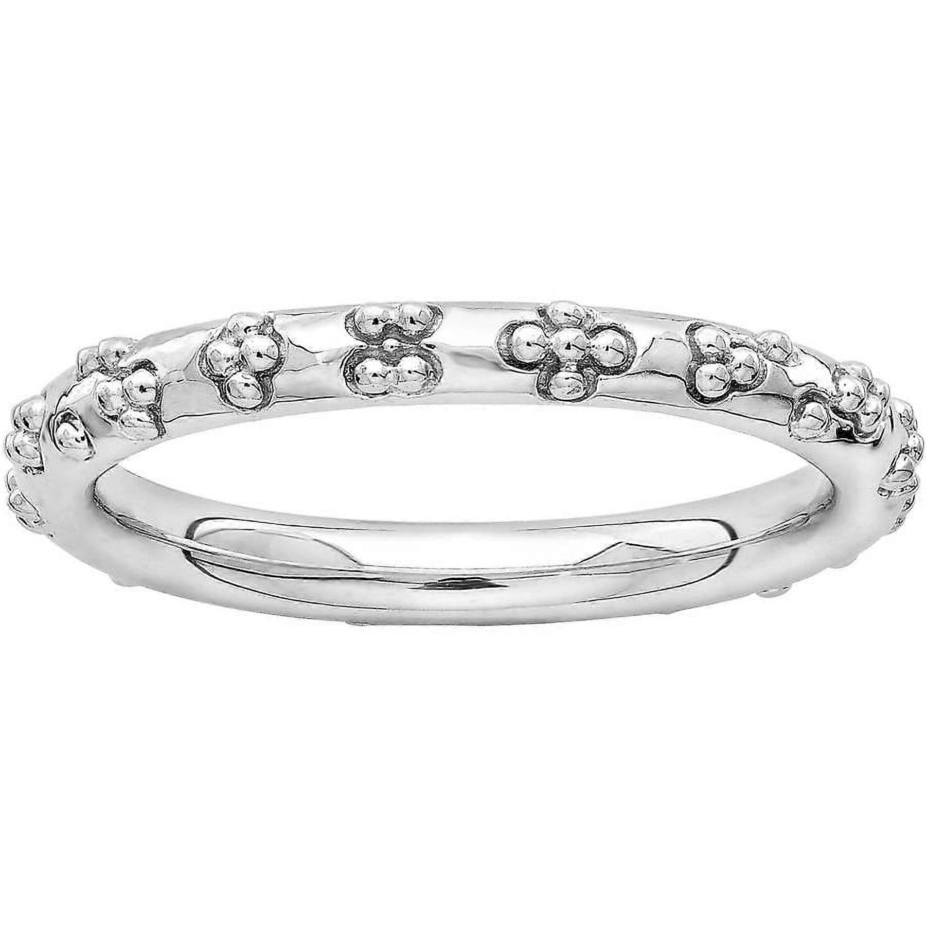 Sterling Silver Rhodium Textured Ring