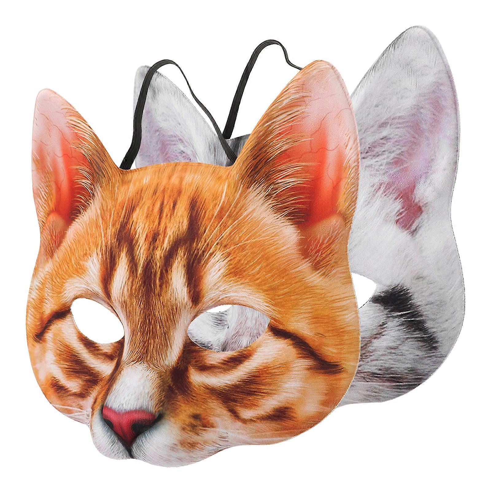 4Pcs Halloween Cat Mask Decorative Mask for Party Use Cosplay Animal Masks