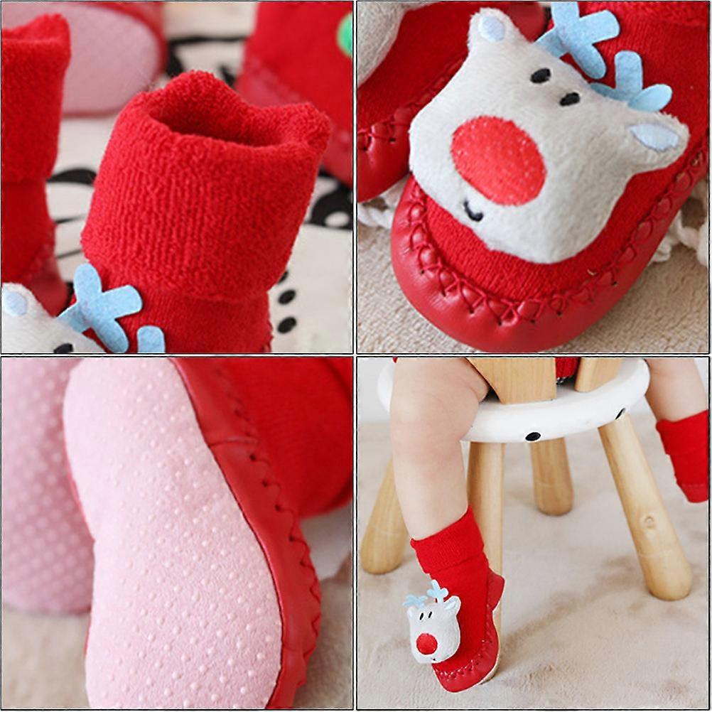Christmas Kids Socks Warm Footwear with 2Pairs Comfortable Cotton Socks