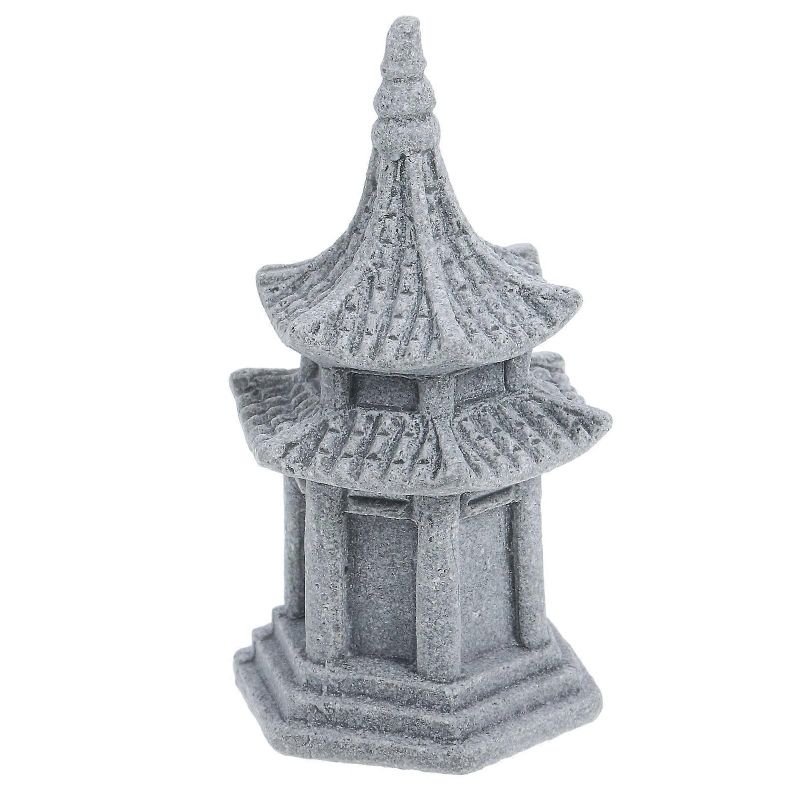Small Garden Statue for Bonsai Decor Miniature Pavilion