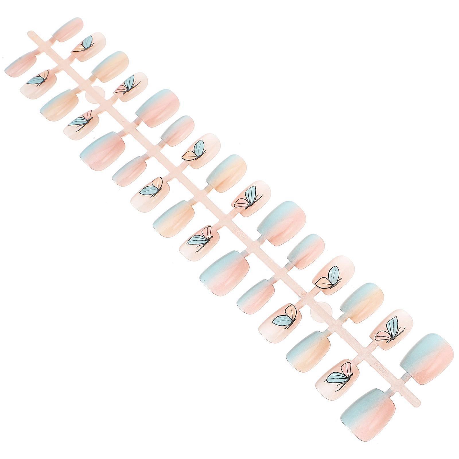 Fake Nails Press On Cat Eye Decorative Manicure Nails For Women Short T-Shape Vibrant Color 1 Set