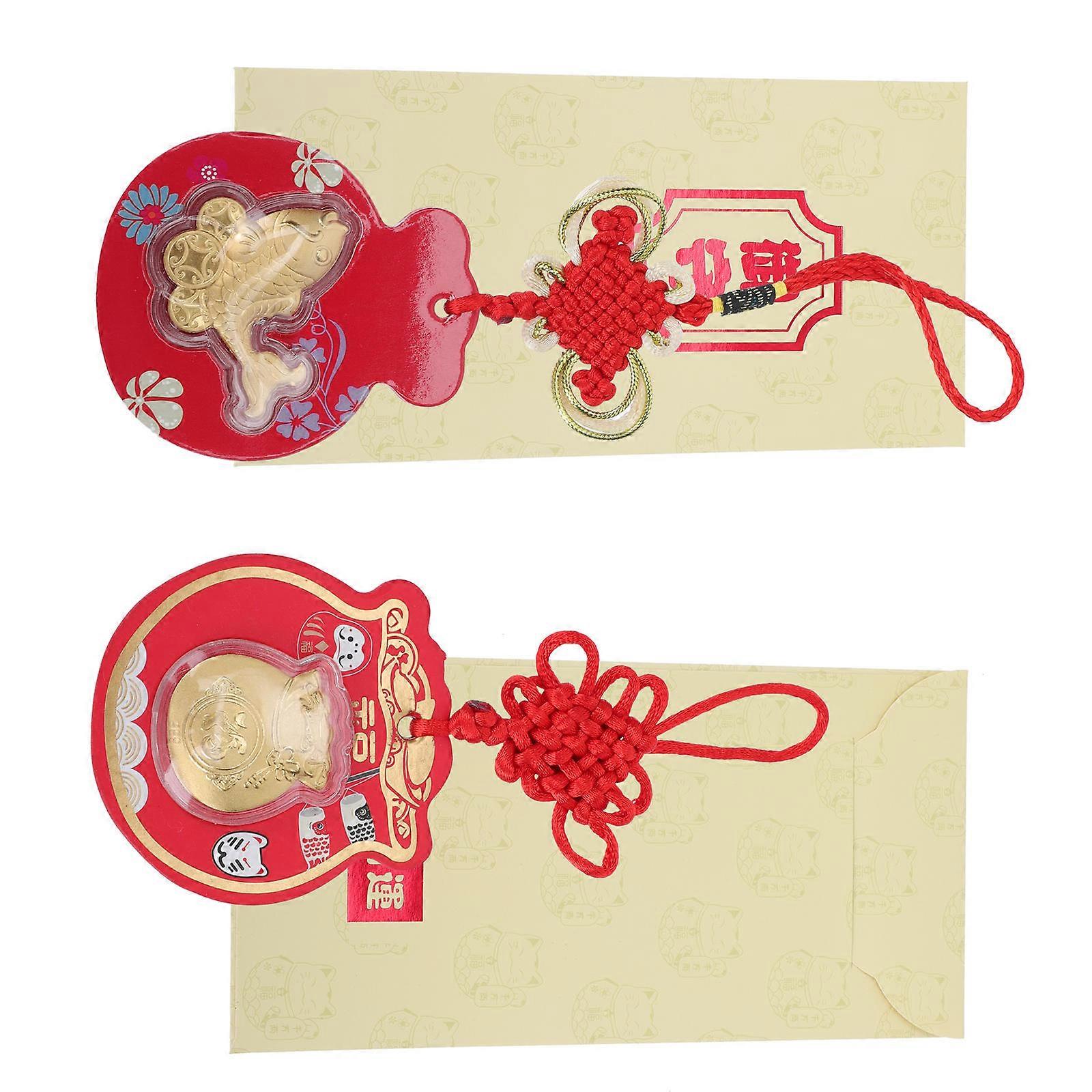 Chinese Style Red Pocket Fu Pouch for Storage 2Sets of New Year Red Envelopes