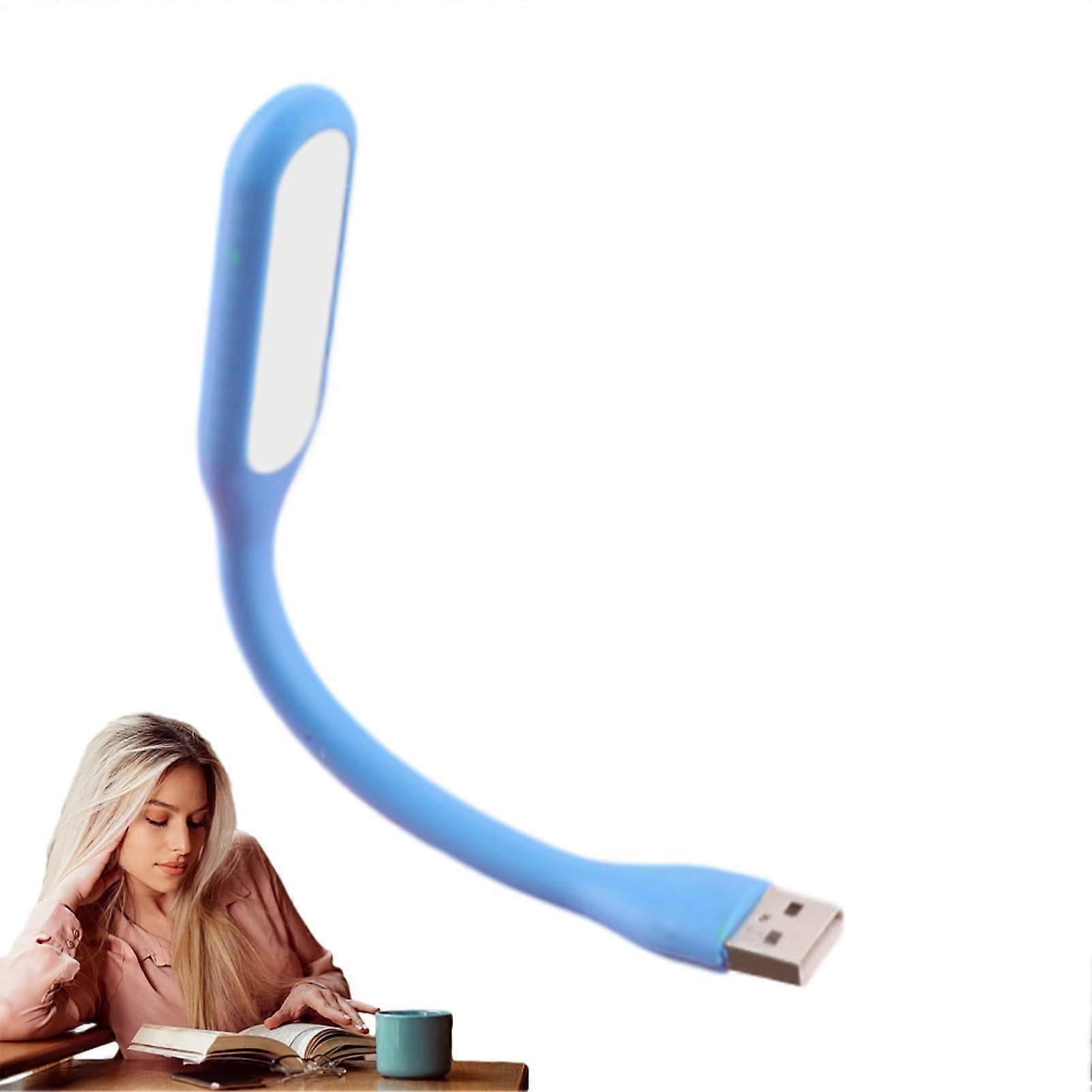 USB Reading Light Small Portable Eye Care Bendable Desk Lamp For Bedroom Bedside Keyboard Laptop Study Light Blue