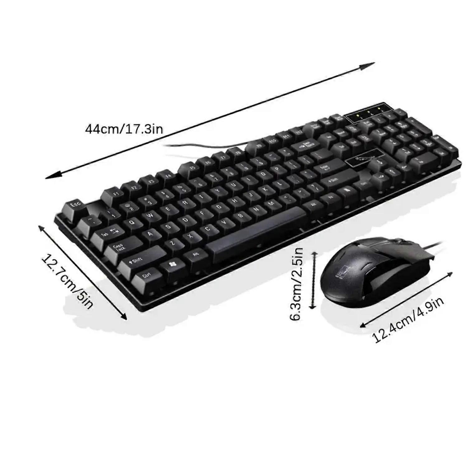 XTMPMY Universal USB Wired Keyboard and Mouse Set, Non-luminous, Efficient for Home Office - Compatible with Windows
