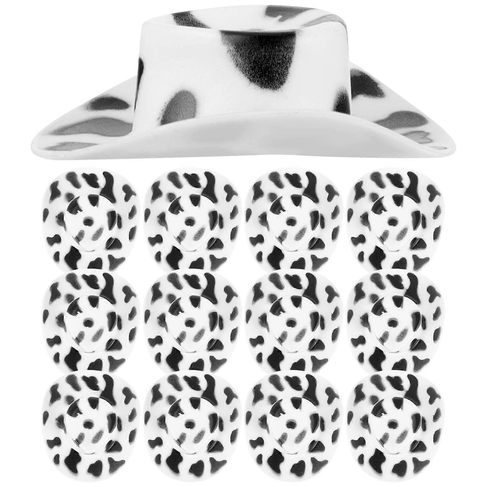 Cow Print Mini Cowboy Hats for DIY Crafts 90Pcs Miniature Plastic Hats