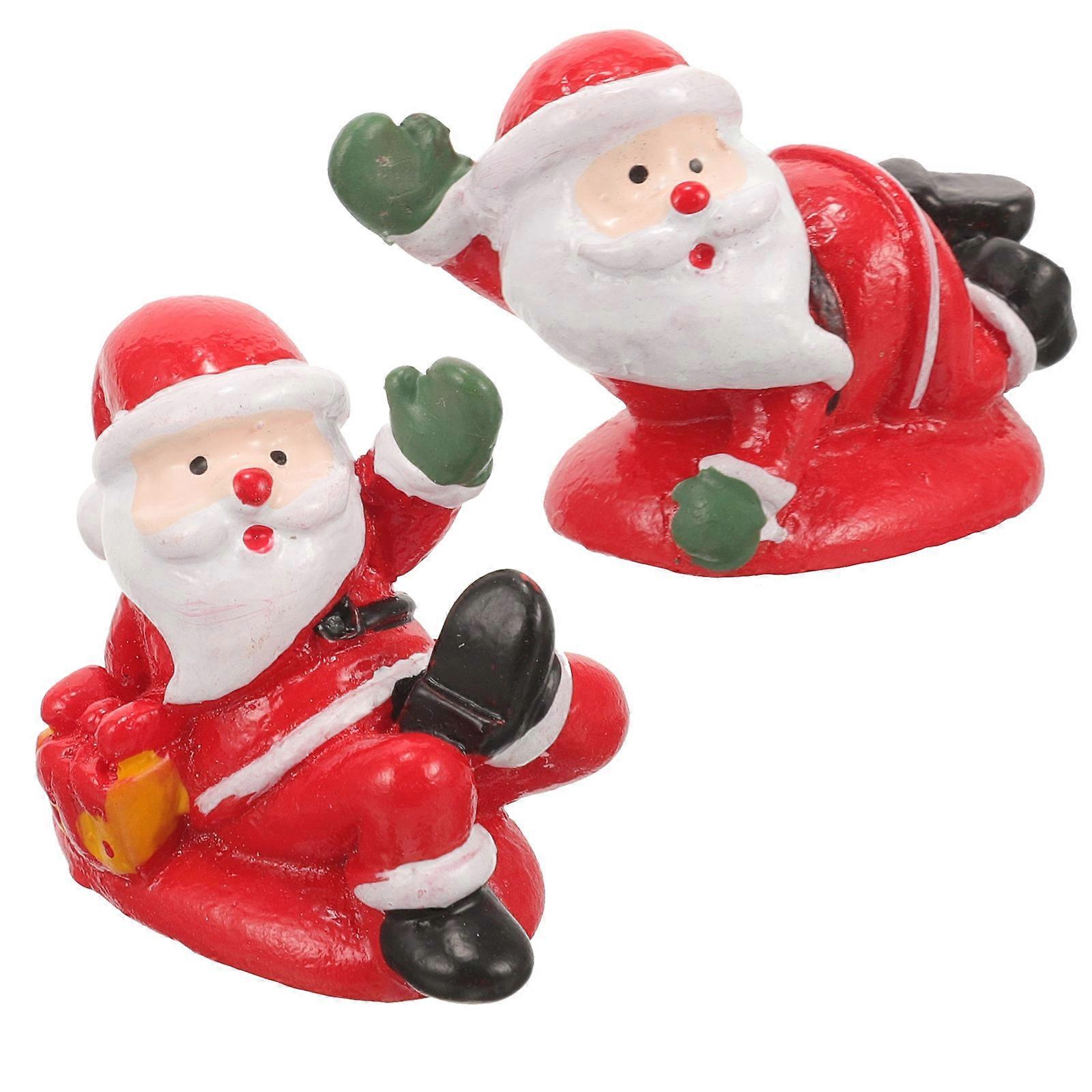 Resin Craft Santa Claus Statue for Desktop Decor 4Pcs Pack