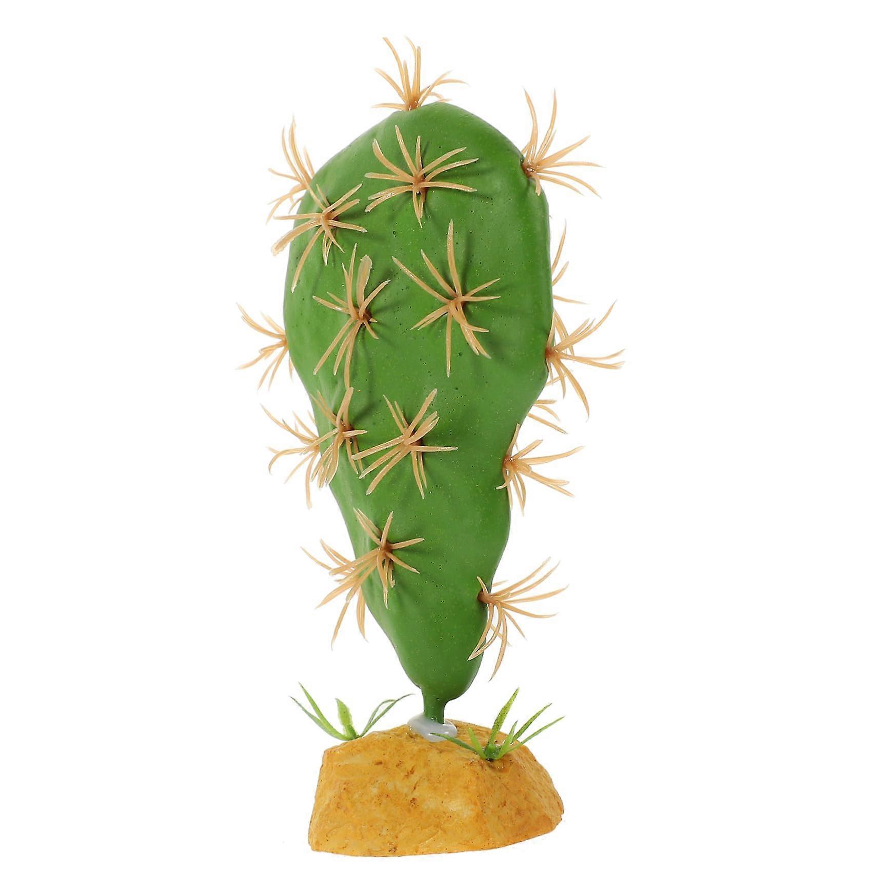 Reptile Terrarium Cactus Plant Artificial Decor Ornament For Lizard And Crab Tanks 5.6x5x15 Cm NonFading Realistic