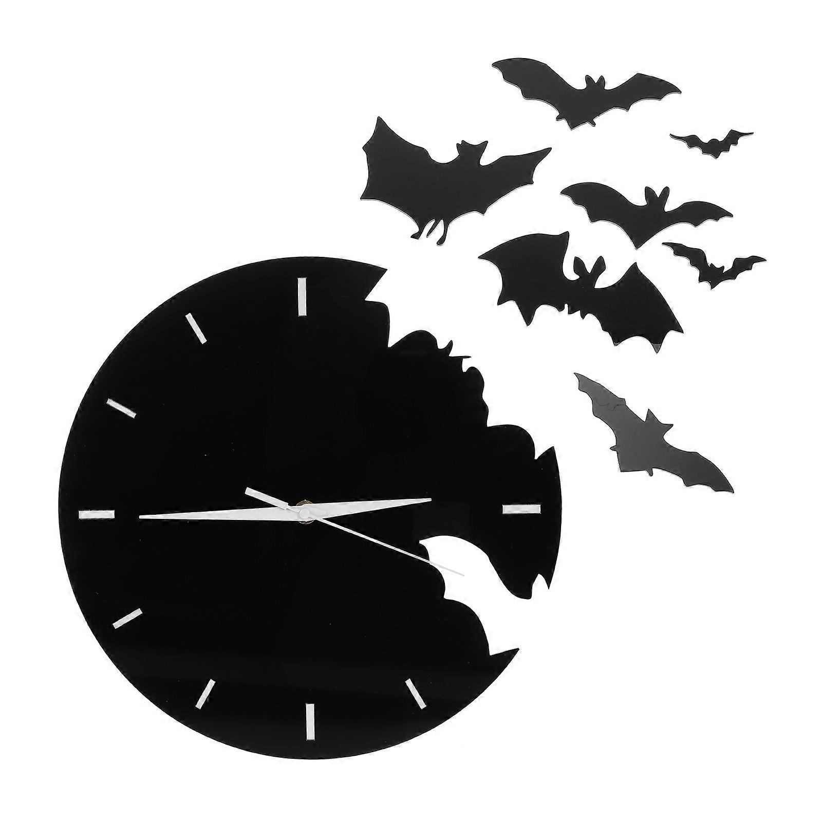 Bat Wall Clock Creative Design for Home Use 2Sets with Stickers Decoration