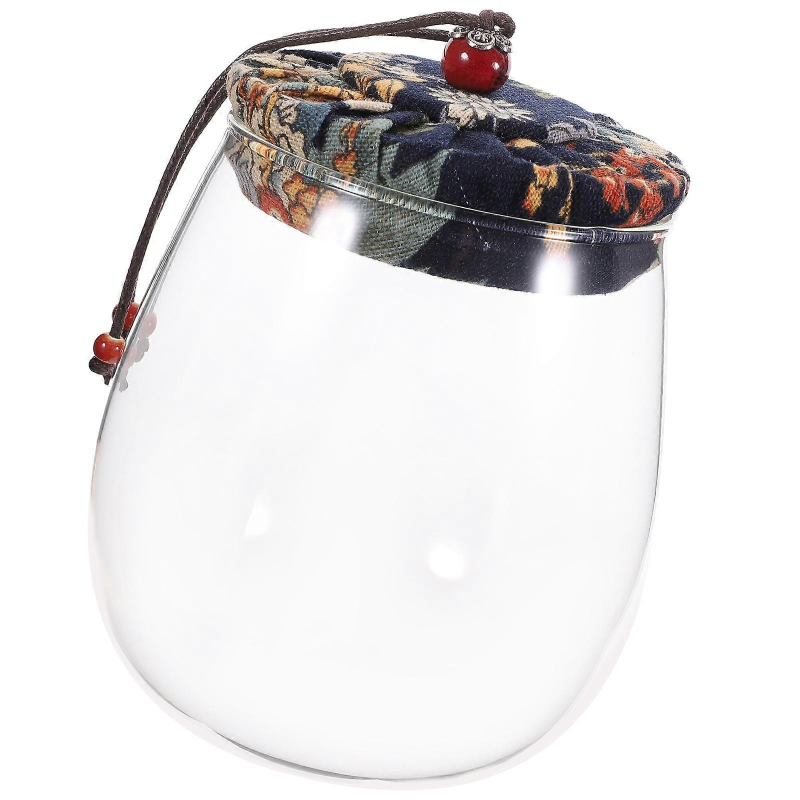 Tea Leaf Jar Glass Storage Container for Storage Use with Cloth Cover 600ml