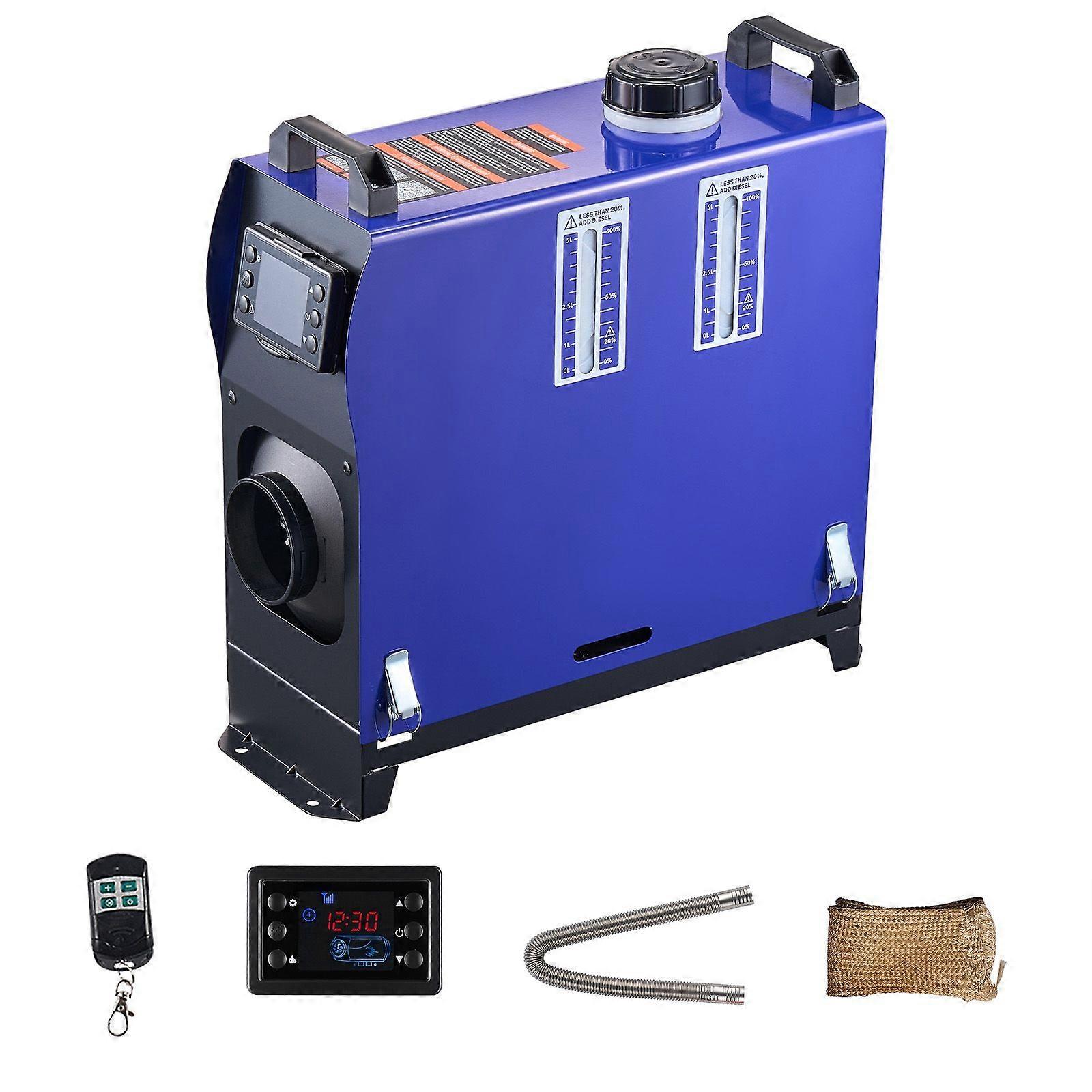 Dieselový ohrievač, 8 kW, DC 12 V/24 V, prenosný naftový ohrievač vzduchu typu „všetko v jednom“ s diaľkovým ovládaním a LCD obrazovkou, 5 l palivová nádrž
