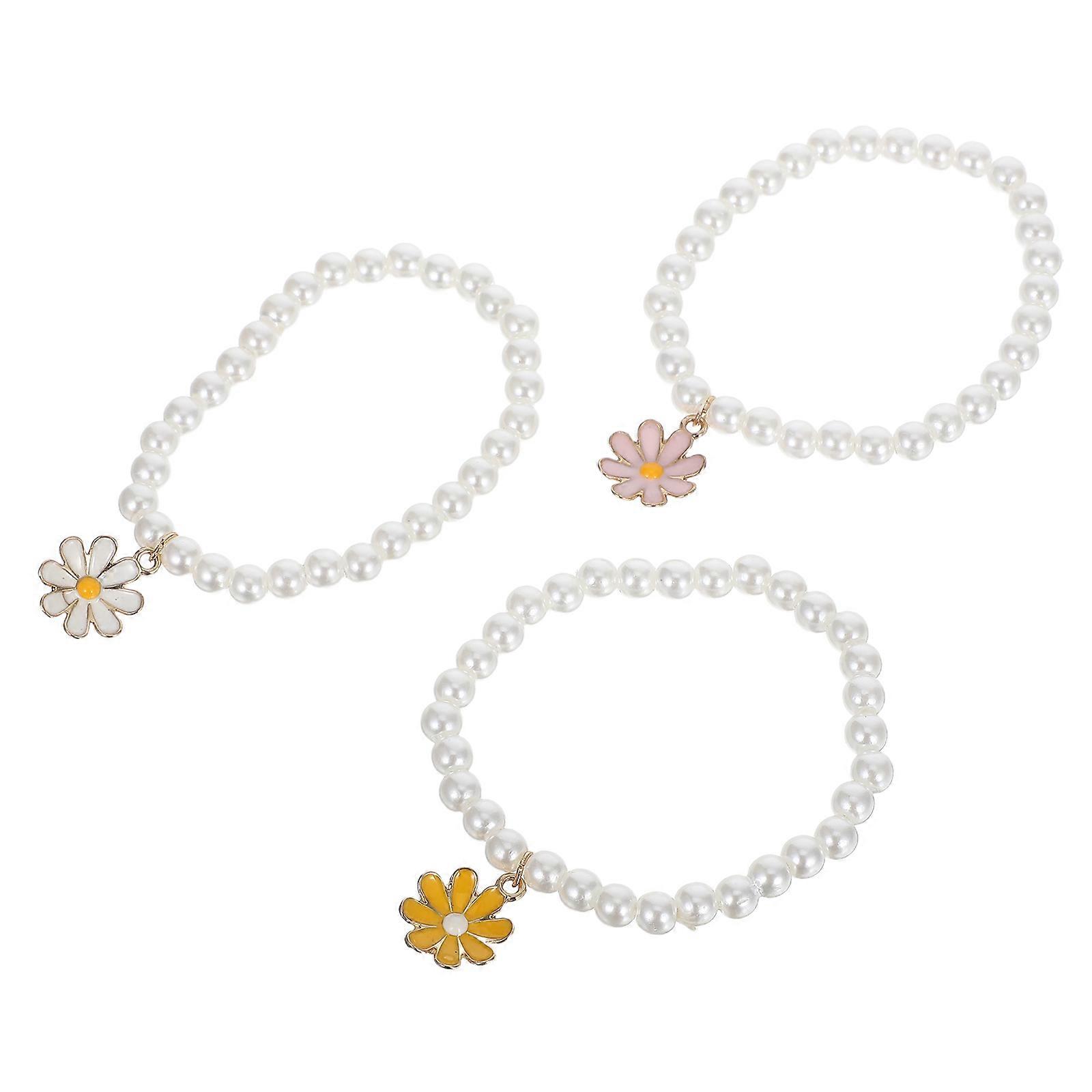 Pearl Bracelet for Decor Flower Pendant Bracelet 12Pcs Stackable