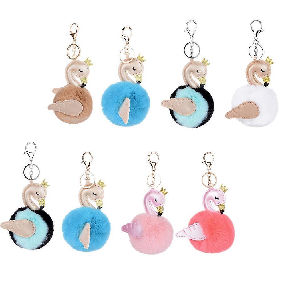 Keychain Accessories Protective Keys Daily Use Alloy Material Swan Shape Mixed Color Handbag Pendant 8Pcs