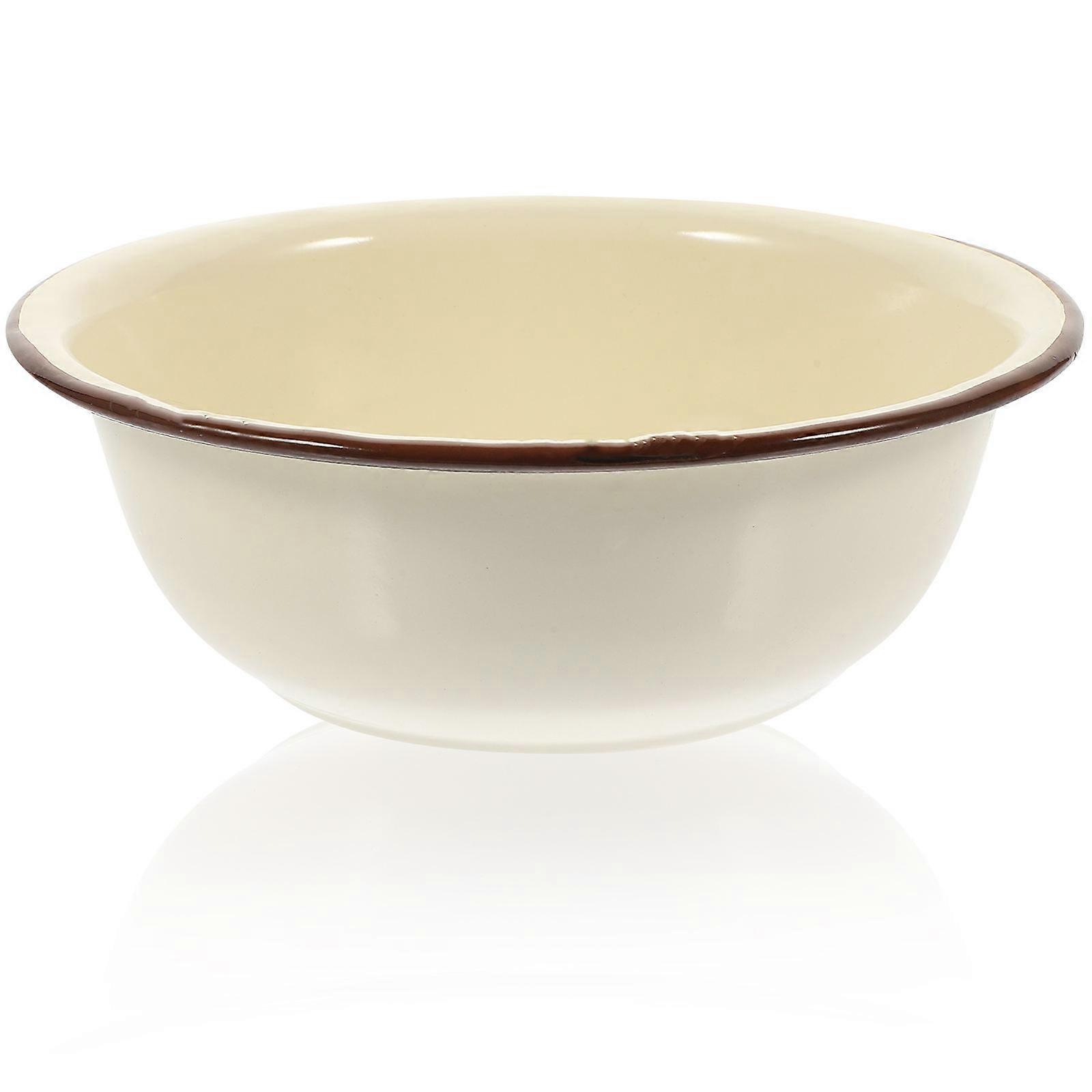 Multi-Function Food Basin Retro Enamel Soup Bowl for Kitchen Use 2Pcs