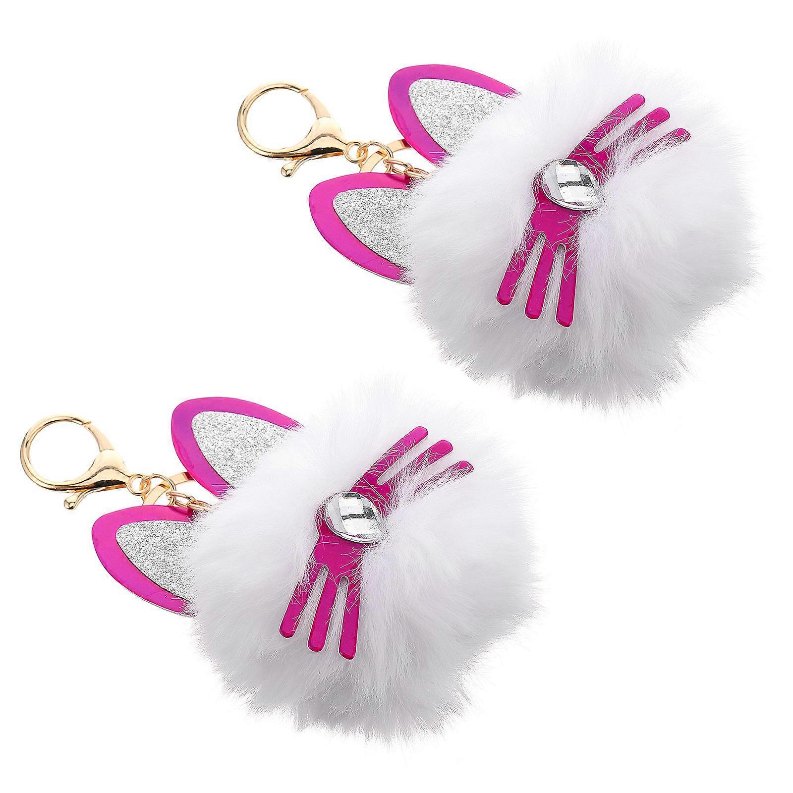 6Pcs White Cat Chain Key Ring Pendant for Decor Creative Pendant