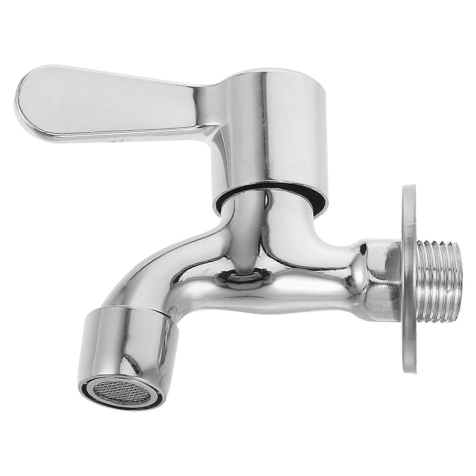 Single Handle Wall Mounted Washing Machine Faucet Quick Open 2Pcs Silver