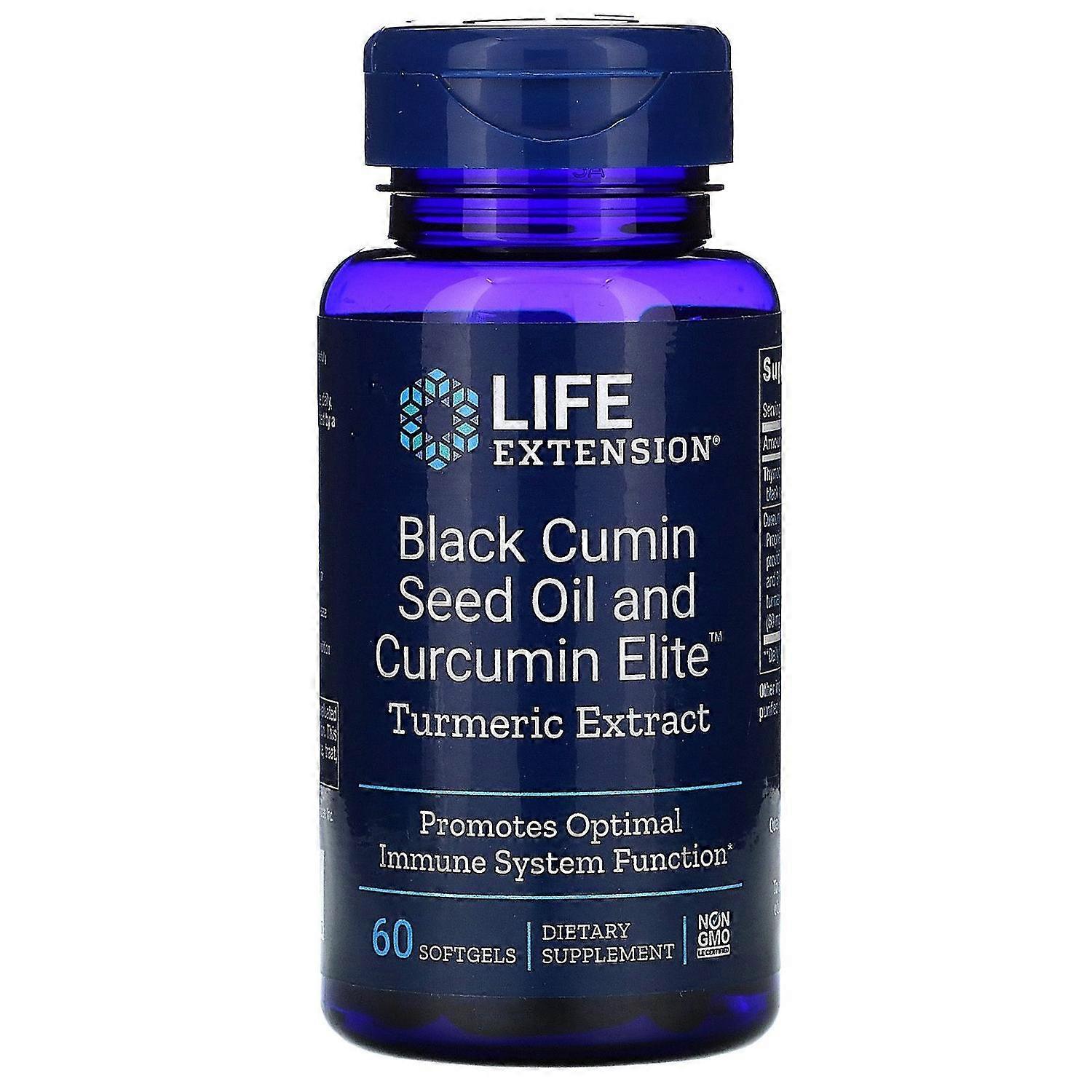 Prolongation de la durée de vie utile, Huile de graines de cumin noir et extrait de curcuma d’élite de curcuma de curcuma, 60 Sof