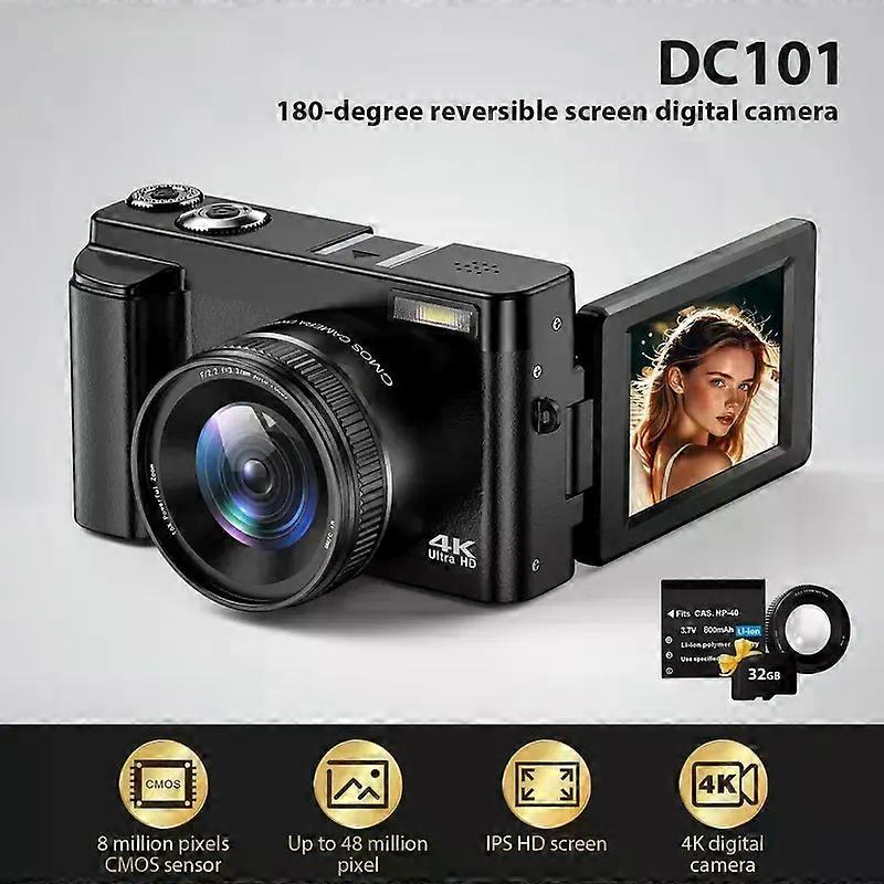 4K Vlogging Camera,48MP Digital Camera For Photography With Autofocus 3.0 Inch Touch Screen,180 Degree Flip Screen