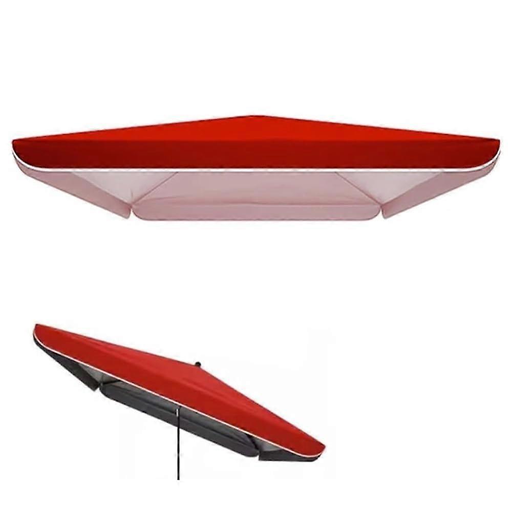 Rectangular Umbrella Canopy Replacement 6.5x6.5ft, 8.2x8.2ft, 10x10ft, 3.2x2.5m AntiUV Parasol Cover For Tables Red