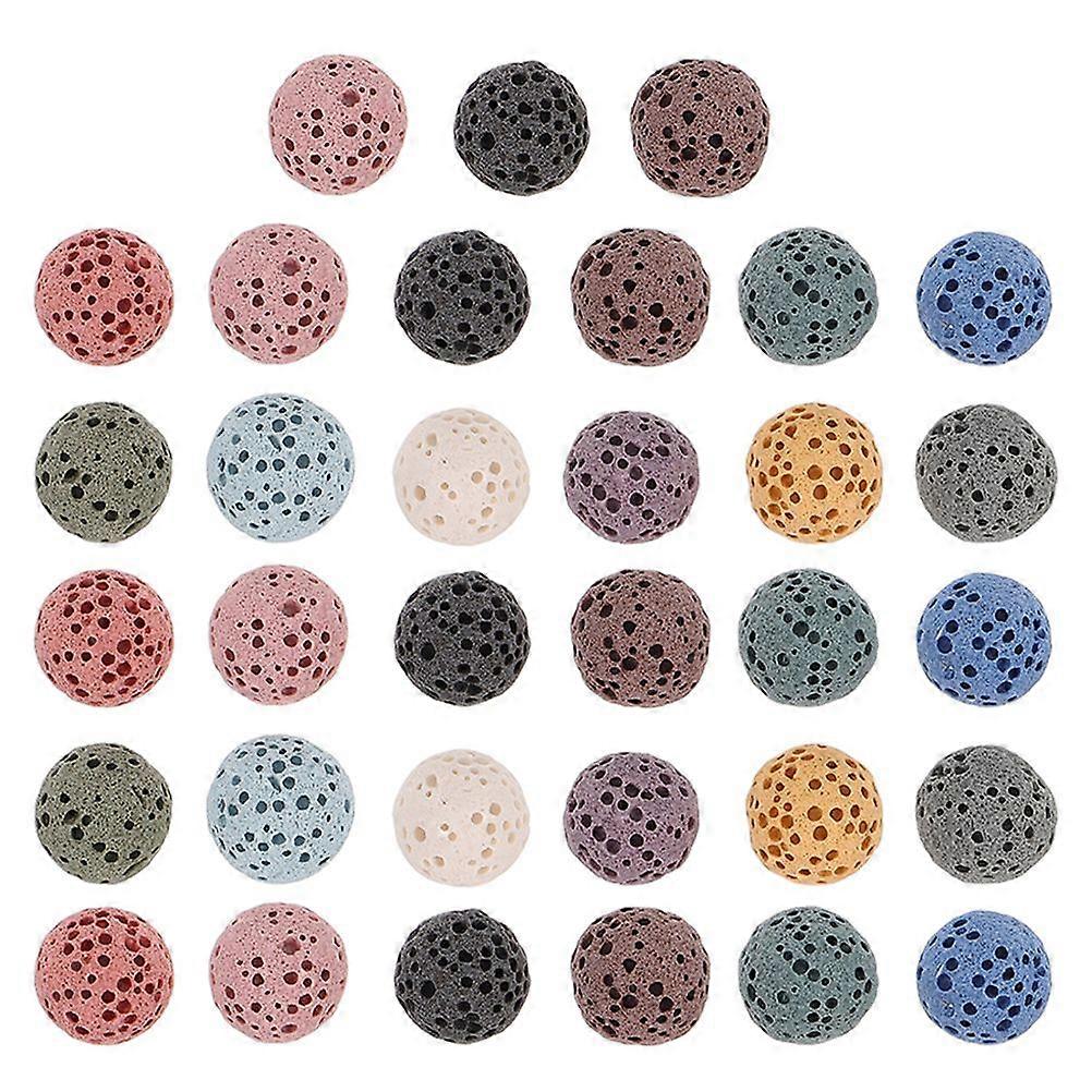 33pcs Lava Beads: Volcanic Stone Essential Oil Diffuser Beads 10mm - Round Aroma Stones for Car Office Home - Nature Fragrance Diffuser with No-Hole