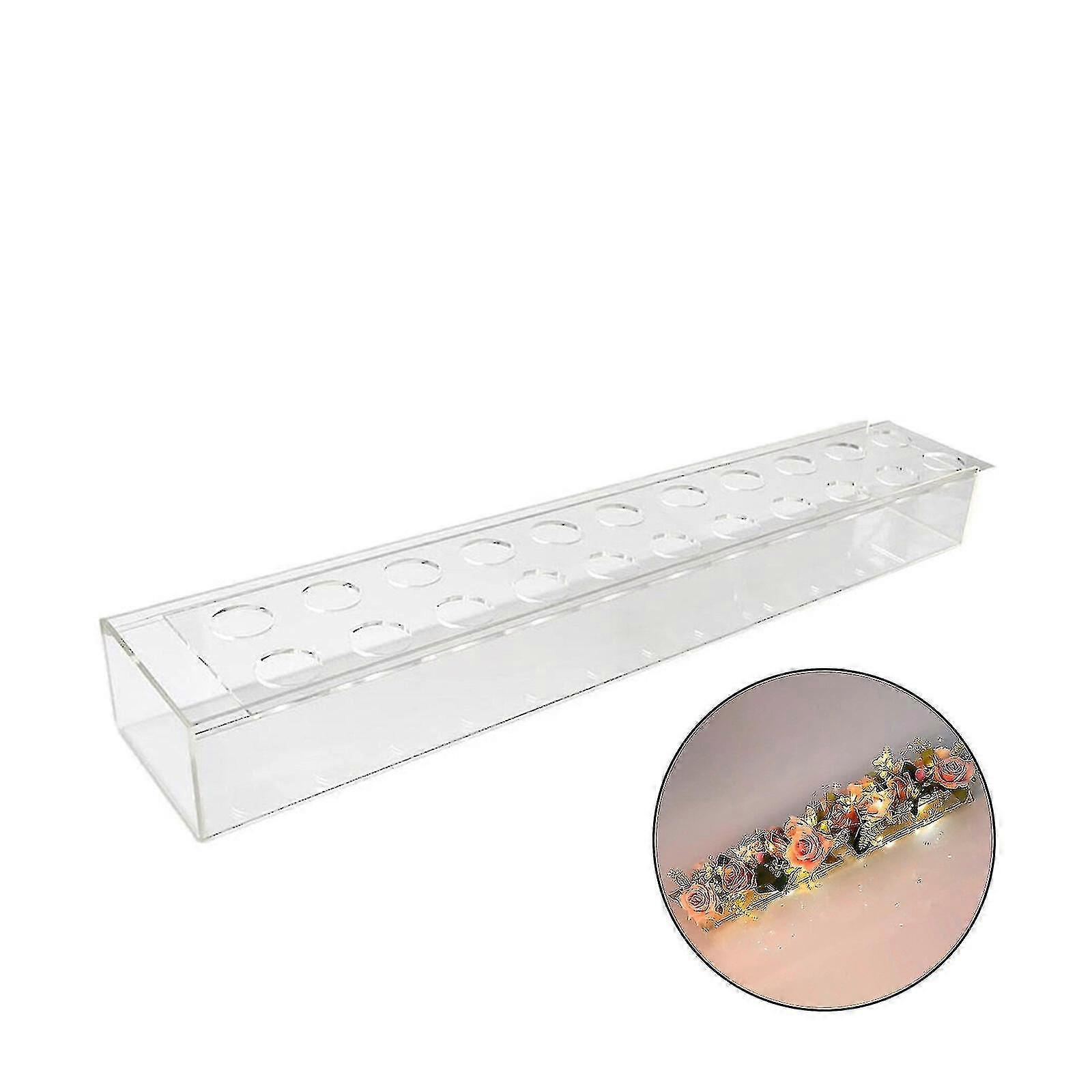 Clear Acrylic Flower Vase Rectangular Floral Centerpiece For Dining Table(with Light)